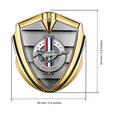 Ford Mustang Trunk Emblem Badge Gold Shutter Effect Chrome Logo