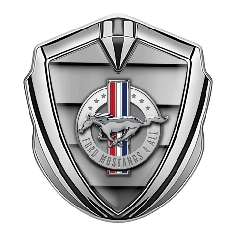 Ford Mustang Trunk Emblem Badge Silver Shutter Effect Chrome Logo