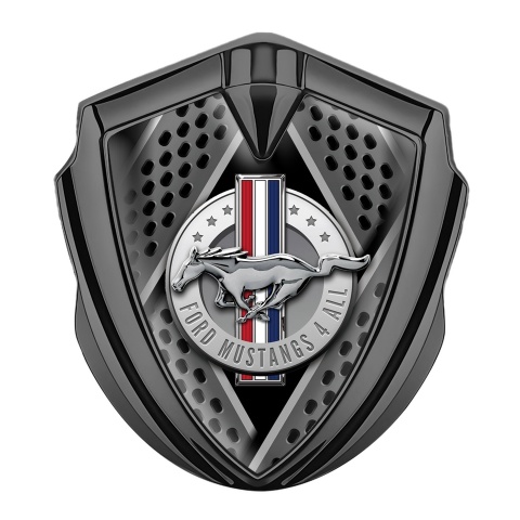 Ford Mustang Fender Emblem Graphite Black Blades Style Chrome Logo