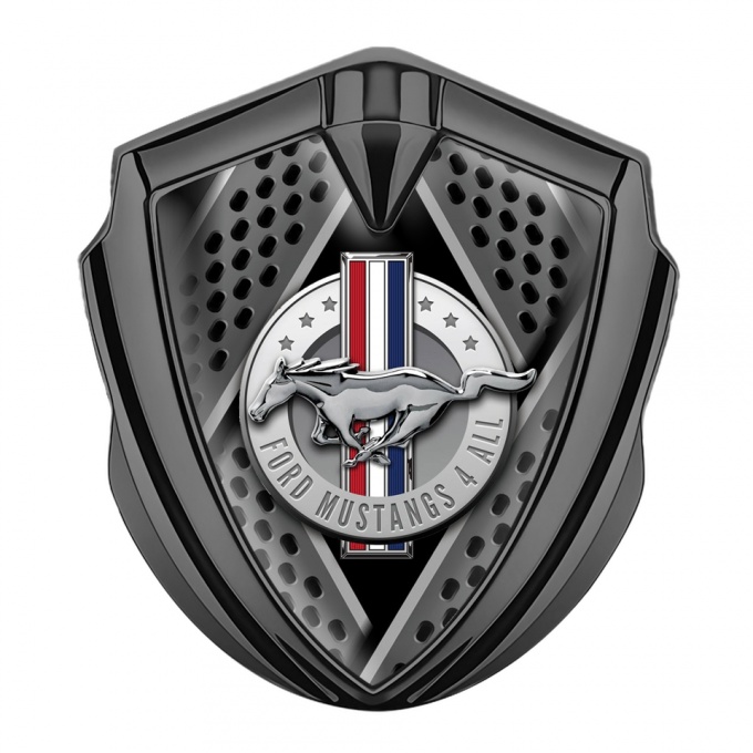 Ford Mustang Fender Emblem Graphite Black Blades Style Chrome Logo