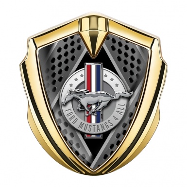 Ford Mustang Fender Emblem Gold Black Blades Style Chrome Logo