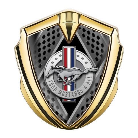 Ford Mustang Fender Emblem Gold Black Blades Style Chrome Logo