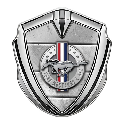 Ford Mustang Trunk Emblem Silver Grey Slabs Chromed Logo