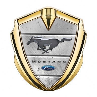 Ford Mustang Fender Emblem Badge Gold Stone Slabs Grey Logo