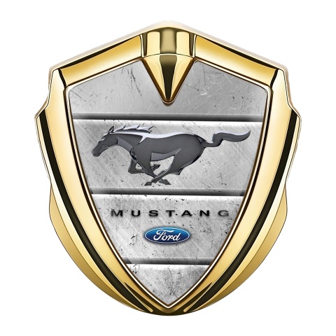 Ford Mustang Fender Emblem Badge Gold Stone Slabs Grey Logo
