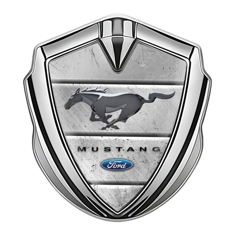 Ford Mustang Fender Emblem Badge Silver Stone Slabs Grey Logo