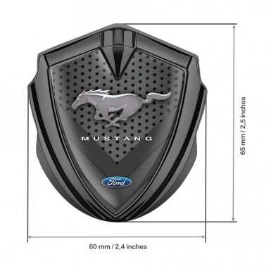 Ford Mustang Trunk Emblem Badge Graphite Grey Mesh V Shape Design