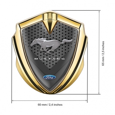 Ford Mustang Trunk Emblem Badge Gold Grey Mesh V Shape Design