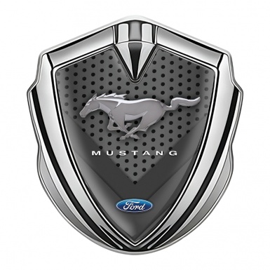 Ford Mustang Trunk Emblem Badge Silver Grey Mesh V Shape Design