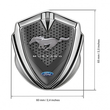 Ford Mustang Trunk Emblem Badge Silver Grey Mesh V Shape Design