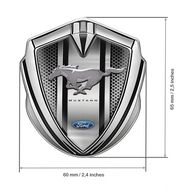 Ford Mustang 3D Car Metal Emblem Silver Sport Stripe Chromed Logo