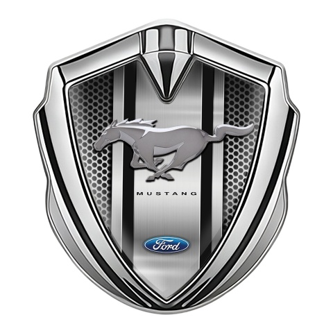 Ford Mustang 3D Car Metal Emblem Silver Sport Stripe Chromed Logo