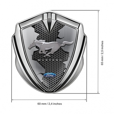 Ford Mustang Self Adhesive Bodyside Emblem Silver Dark Grille Design