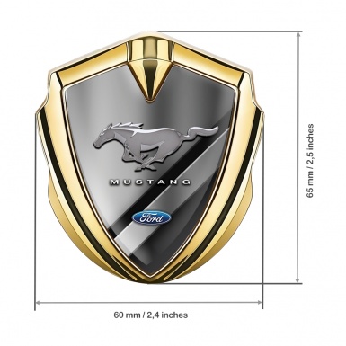 Ford Mustang 3D Car Metal Emblem Gold Black Base Chromed Effect
