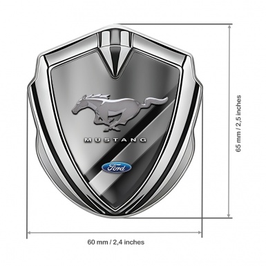 Ford Mustang 3D Car Metal Emblem Silver Black Base Chromed Effect