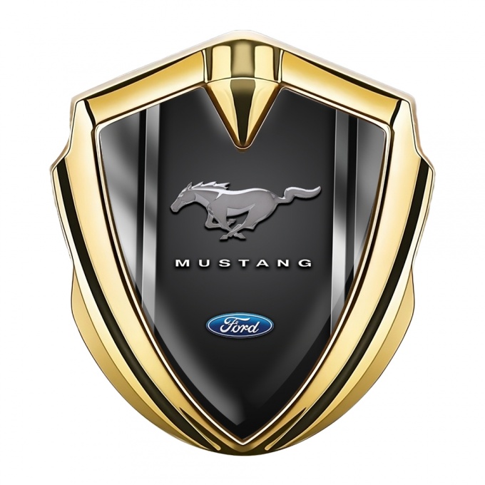 Ford Mustang Bodyside Emblem Gold Grey Gradient 3D Effect