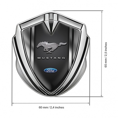 Ford Mustang Bodyside Emblem Silver Grey Gradient 3D Effect