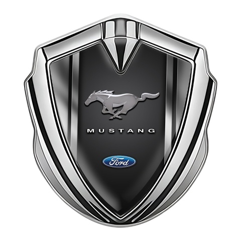Ford Mustang Bodyside Emblem Silver Grey Gradient 3D Effect