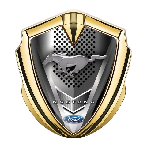 Ford Mustang Trunk Emblem Badge Gold Grille Bladed Design