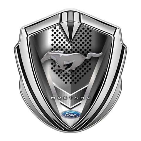 Ford Mustang Trunk Emblem Badge Silver Grille Bladed Design