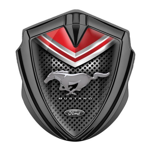 Ford Mustang Metal Emblem Badge Graphite Dark Grille Red Elements