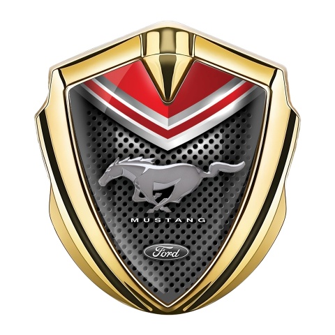 Ford Mustang Metal Emblem Badge Gold Dark Grille Red Elements