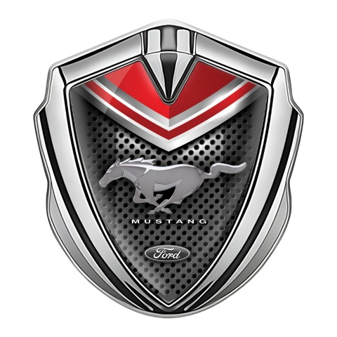 Ford Mustang Metal Emblem Badge Silver Dark Grille Red Elements
