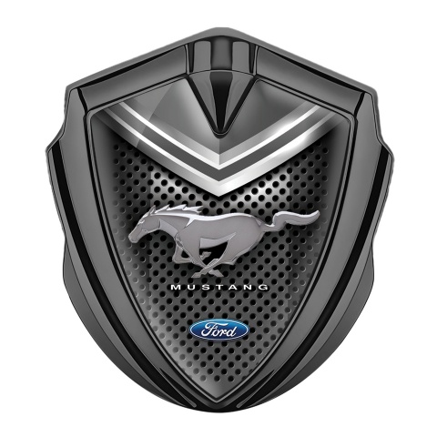 Ford Mustang Trunk Emblem Badge Graphite Dark Grille Grey Cap Design
