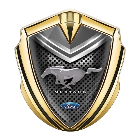 Ford Mustang Trunk Emblem Badge Gold Dark Grille Grey Cap Design