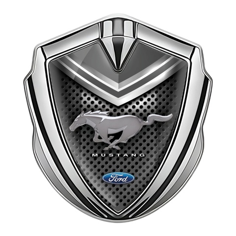Ford Mustang Trunk Emblem Badge Silver Dark Grille Grey Cap Design