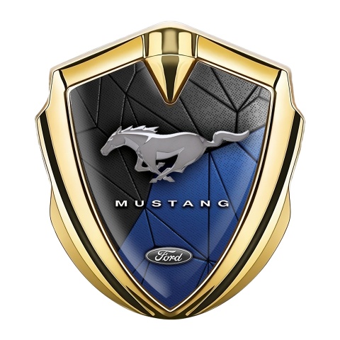 Ford Mustang Fender Metal Emblem Gold Two Colored Mosaic Design