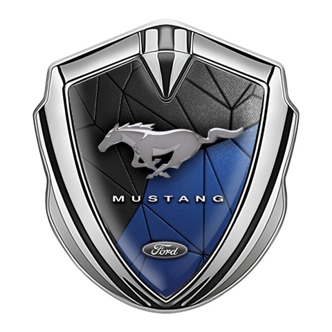 Ford Mustang Fender Metal Emblem Silver Two Colored Mosaic Design