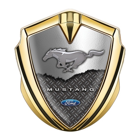 Ford Mustang Trunk Emblem Badge Gold Half Torn Metal Edition