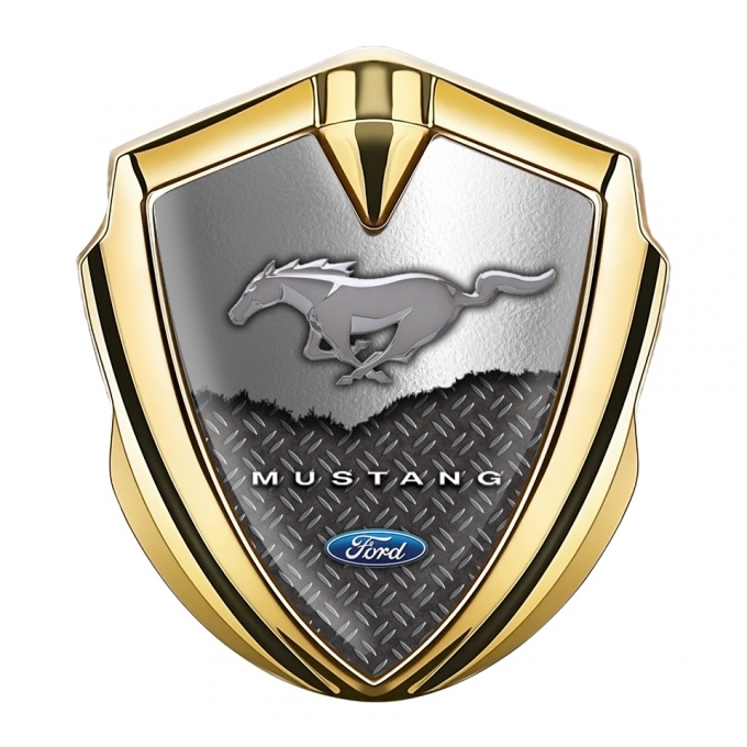 Ford Mustang Trunk Emblem Badge Gold Half Torn Metal Edition