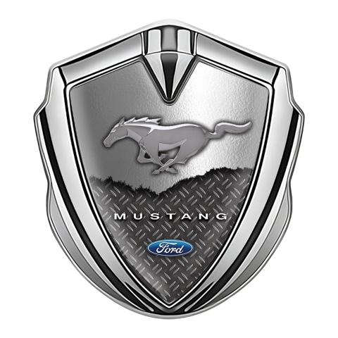 Ford Mustang Trunk Emblem Badge Silver Half Torn Metal Edition