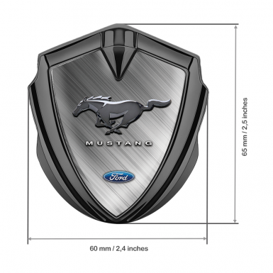 Ford Mustang Trunk Metal Emblem Graphite Diagonal Lines 3D Logo