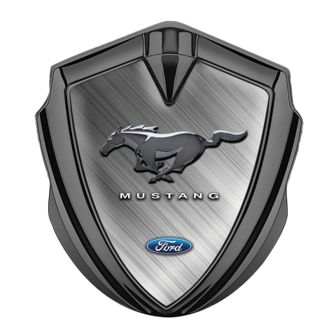 Ford Mustang Trunk Metal Emblem Graphite Diagonal Lines 3D Logo