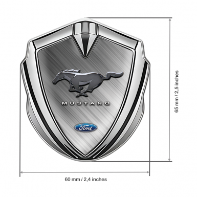 Ford Mustang Trunk Metal Emblem Silver Diagonal Lines 3D Logo
