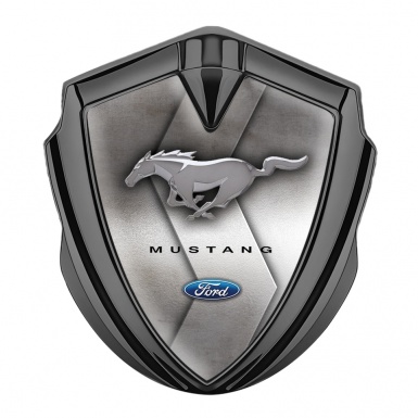 Ford Mustang 3D Car Metal Emblem Graphite Metallic Zig Zag Pattern