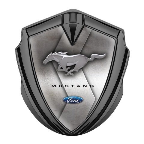 Ford Mustang 3D Car Metal Emblem Graphite Metallic Zig Zag Pattern