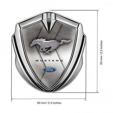 Ford Mustang 3D Car Metal Emblem Silver Metallic Zig Zag Pattern