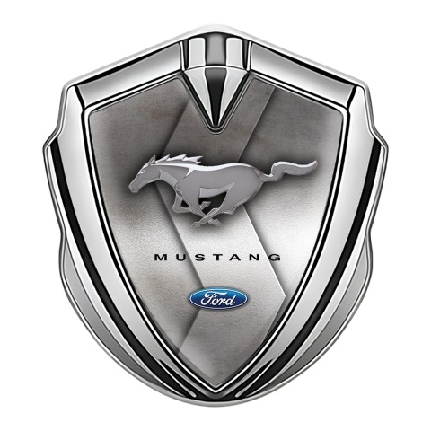 Ford Mustang 3D Car Metal Emblem Silver Metallic Zig Zag Pattern