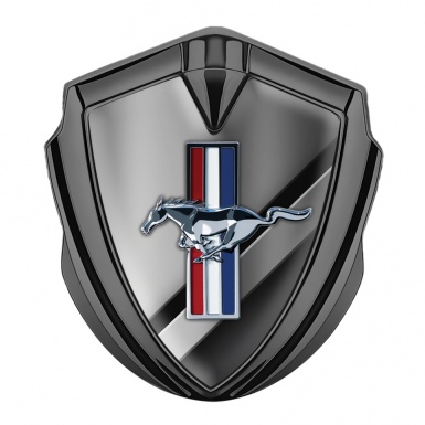 Ford Mustang 3D Car Metal Emblem Graphite Sideway Lines Edition