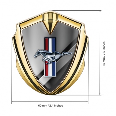 Ford Mustang 3D Car Metal Emblem Gold Sideway Lines Edition