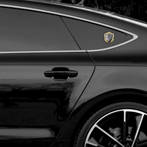 Ford Mustang 3D Car Metal Emblem Gold Sideway Lines Edition