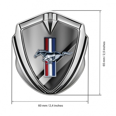 Ford Mustang 3D Car Metal Emblem Silver Sideway Lines Edition