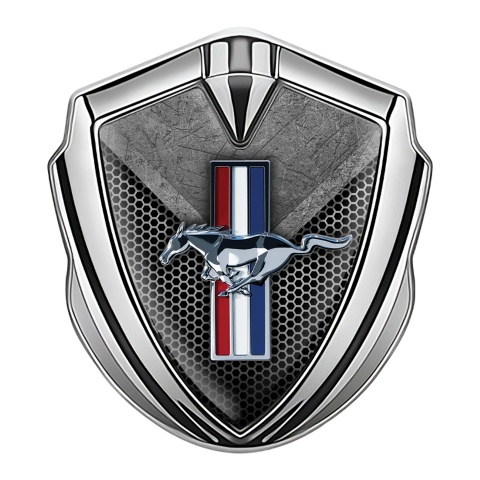 Ford Mustang Fender Emblem Badge Silver Honeycomb Color Design