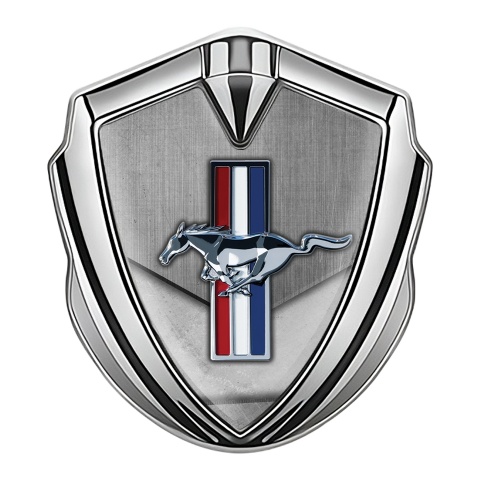 Ford Mustang Trunk Metal Emblem Silver Scratched Metal Effect