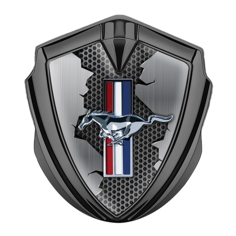Ford Mustang Trunk Emblem Badge Graphite Grey Hex Cracked Effect