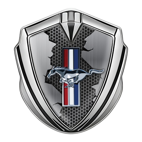 Ford Mustang Trunk Emblem Badge Silver Grey Hex Cracked Effect